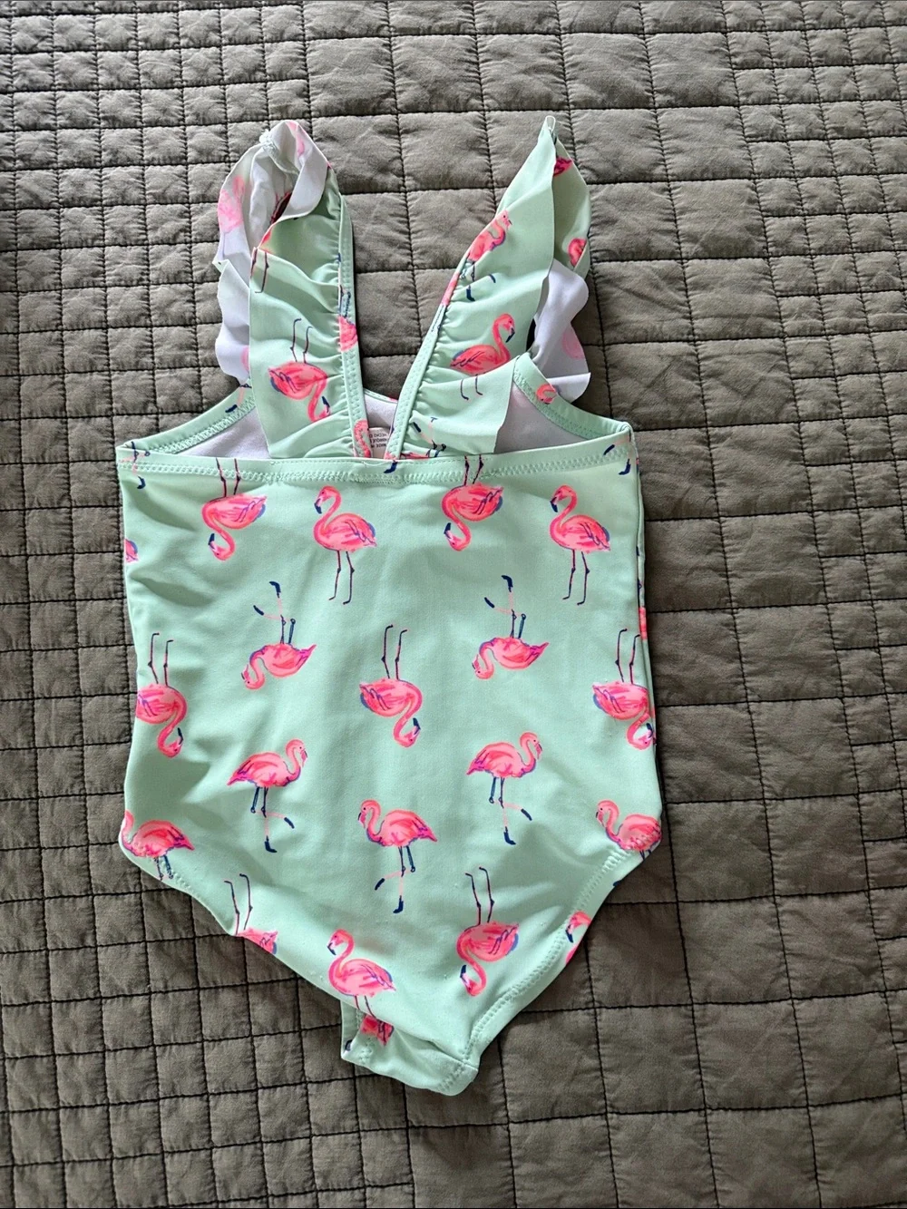 OshKosh B'gosh Mint Green One-Piece Swimsuit with Pink Flamingos